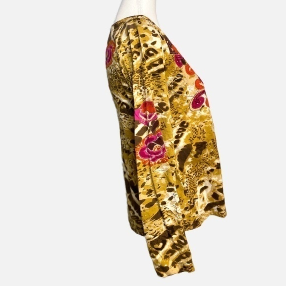 Choices Floral and Animal Print Top with Embellishments - Picture 2 of 10
